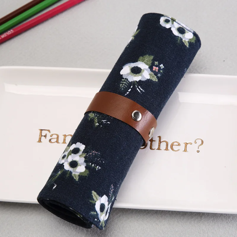 Fashion shutter pencil case canvas student pencil stationery box