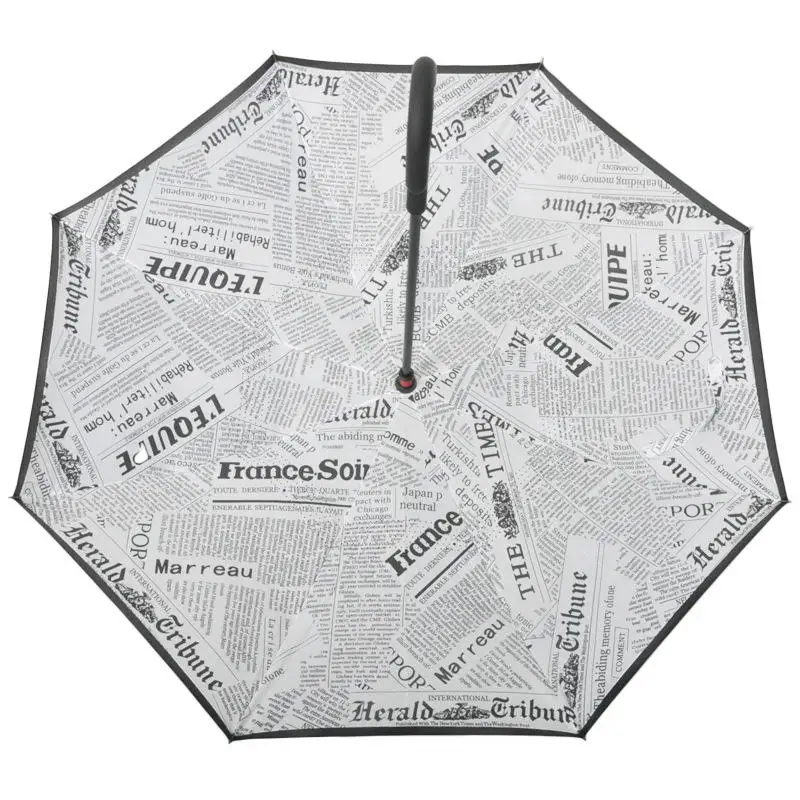 TX225 Creative Newspaper Reverse Umbrella Custom LOGO Business Advertising Umbrellas Straight Reverse Classic Umbrellas for Car
