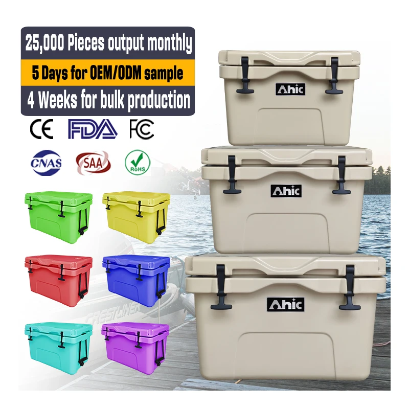 25 35 45 65 85 Liters Rotomolded Portable Cooler 4 Days ice box for BBQ Camping and Picnic