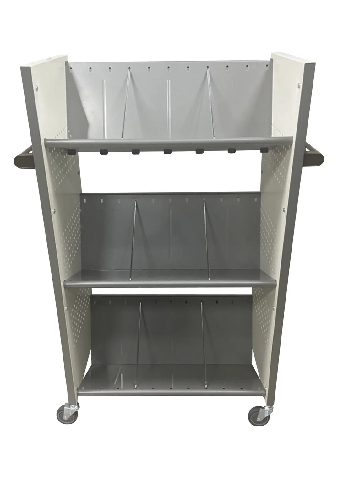 High Quality School Library Furniture Double 3 Layers Moving Trolley  Mobile Steel Book Cart Shelf