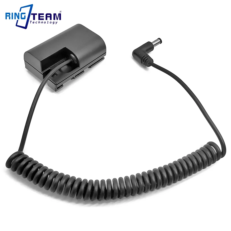 Decoded Dummy Battery LP-E6 DC Coupler With 5.0*3.0 Male Spiral Cable for Canon R5 R6 5DII 5DIII 5DIV 6D 6DII 70D 7D 7DII 80D