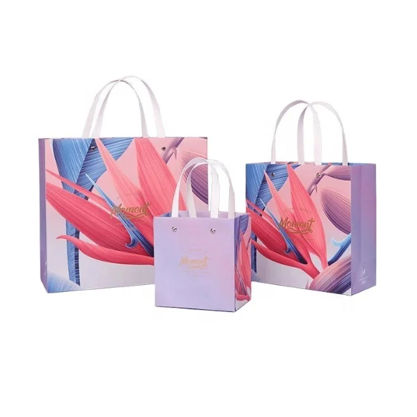 BSCI Factory Luxury Custom Kraft Paper Gift Bags Family Holiday Party Decorations Treat Bags Reusable Shopping Bag with Handle