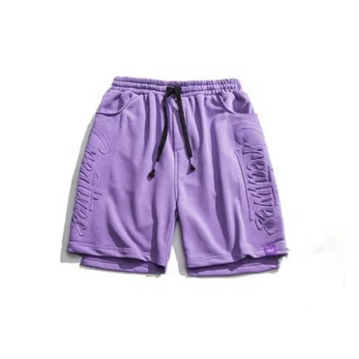 Trendy Summer Men Casual Solid Color Sport Shorts Men Custom Embossed Logo Streetwear Shorts