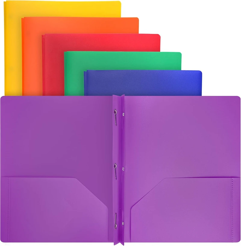 Custom Printed A4 L-Shaped PP Plastic Pocket Folder Single-Page Ring Binder with Book Bag Portfolio Pattern