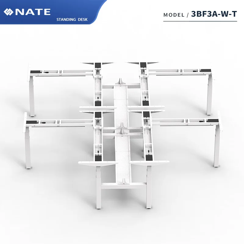 3BF3A-W-T Modern Office Work Station Table Office Furniture 4 Person Staff Workstation Height Adjustable Standing Desk Frame