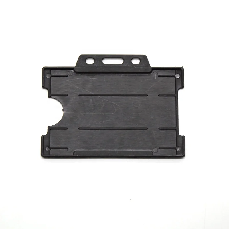 Double side hard plastic ID cardholder, black badge holder Horizontal and Vertical Dual-Use