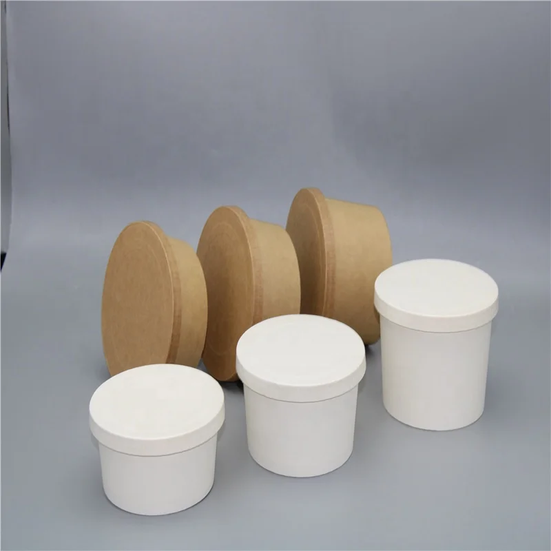 Gobest Eco Friendly Disposable Kraft/White  Paper Soup Cup With Paper Lid