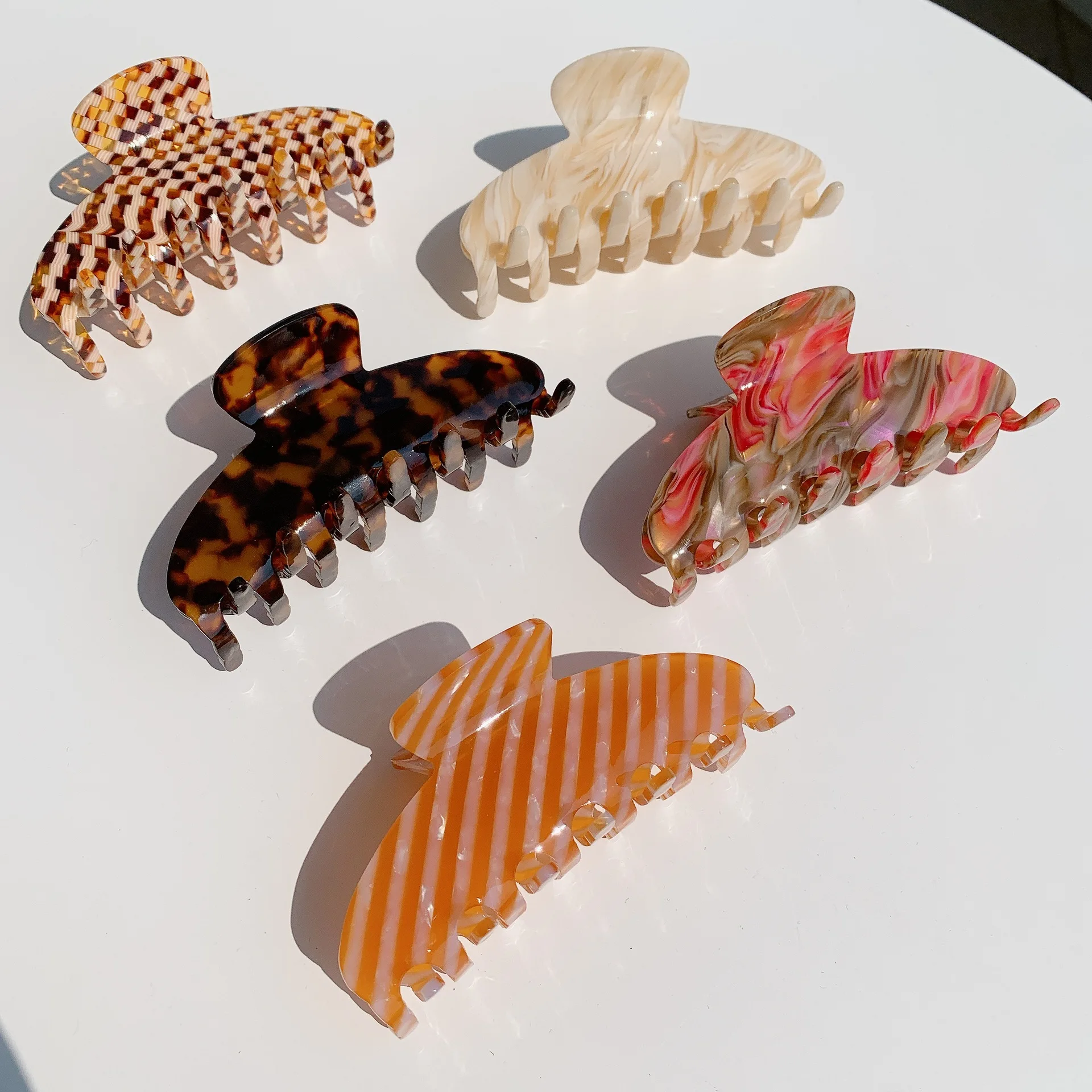 Custom 2023 spring 10cm strip hair clip claw cellulose acetate sharkhair clamps claw clip