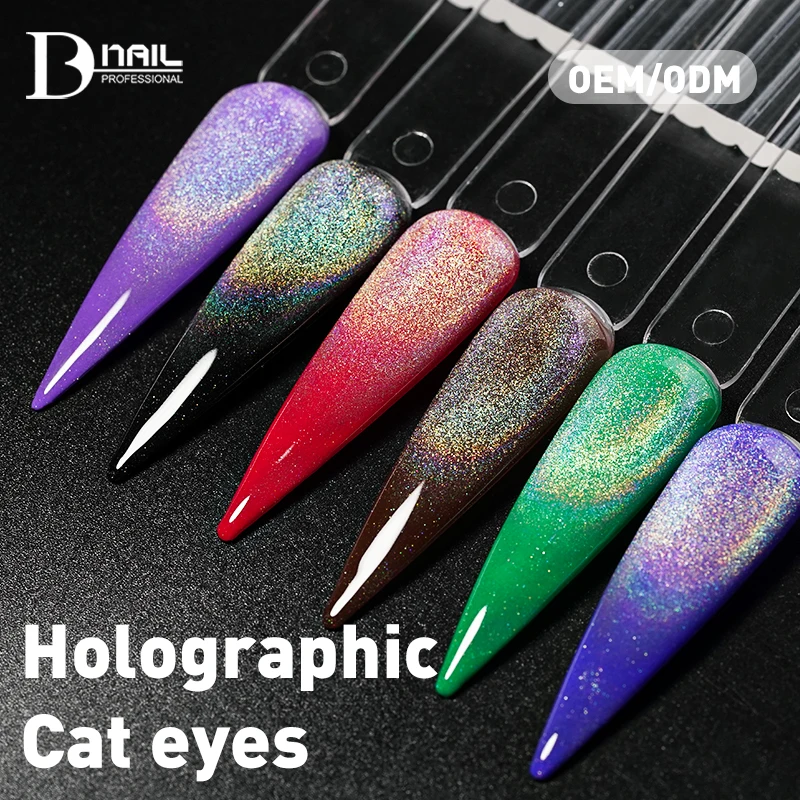 Holographic Cat Eye Gel 20 Colors Polish High Quality Hema Free And Vegan OEM Gel Nail Pretty Rainbow Cat Eye Gel Polish