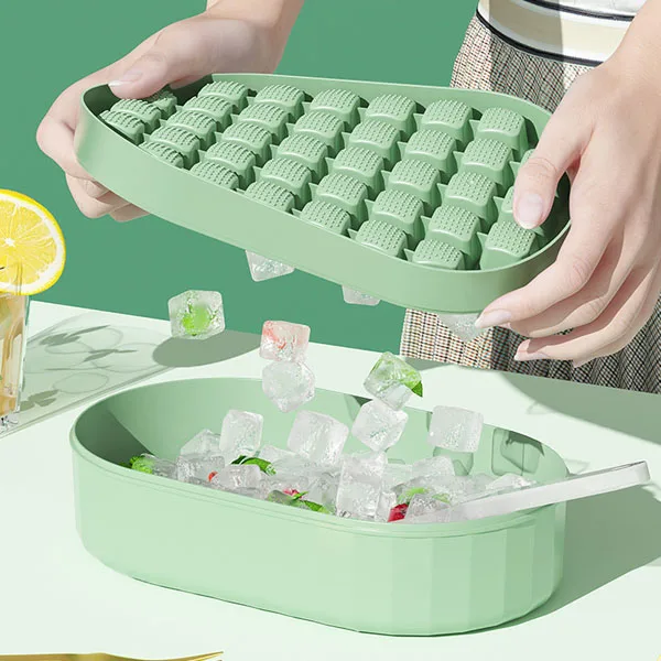 Fridge Food Ice Box Popsicle Freezer bins Ball Block Cream Pallet square shape maker container With Lid Silicone Ice Cube Tray