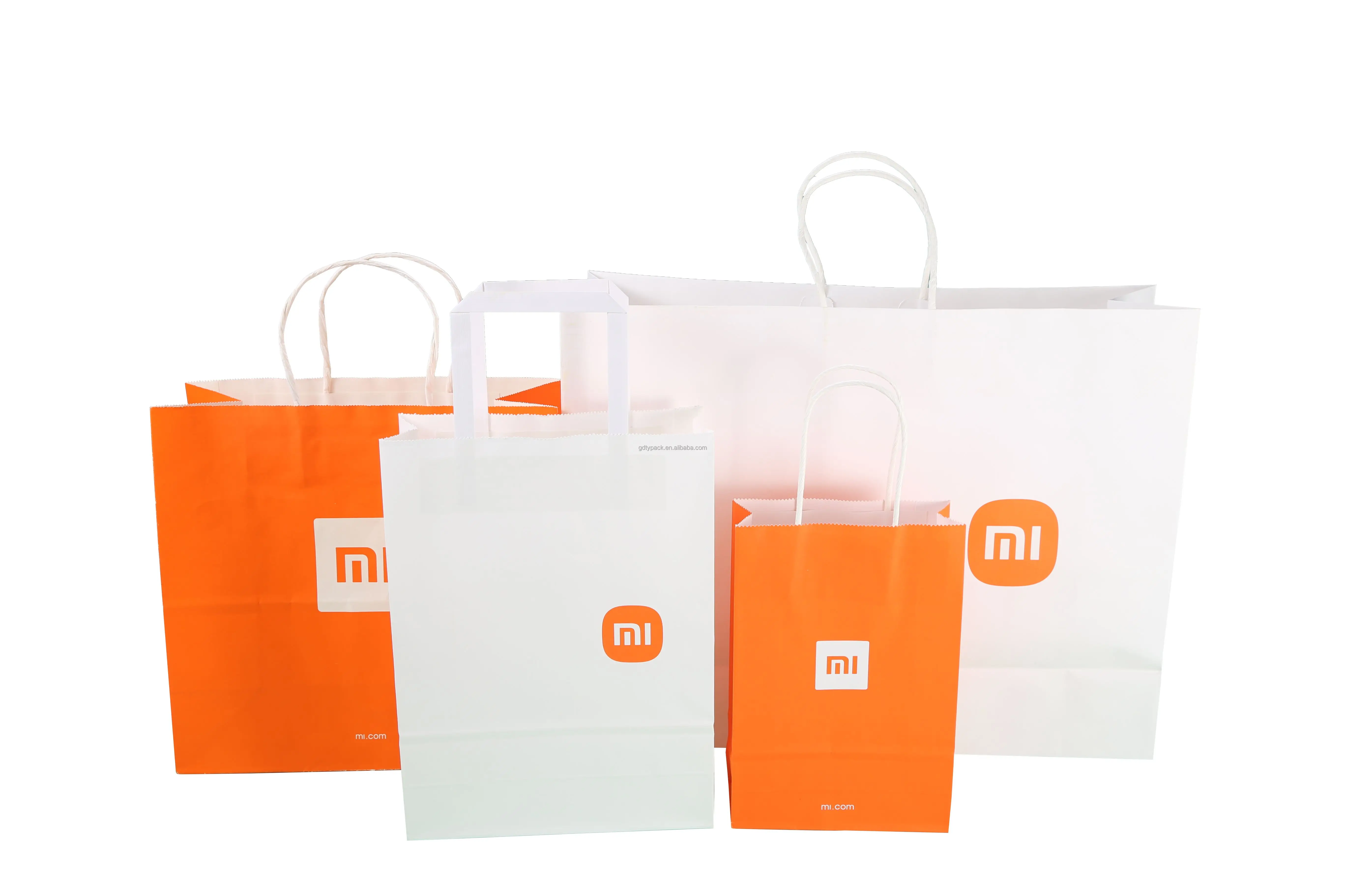 White and Brown Kraft Paper Twisted Handle Shopping Carrier Bag Embossed Logo Printed Eco-Friendly and Bio-Degradable