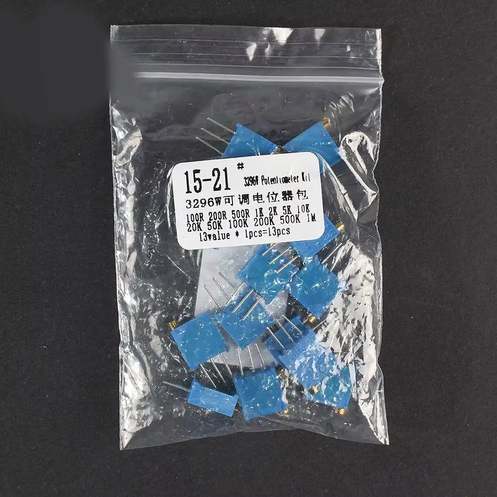 Trimmer Potentiometer Assortment Set 3296W 100R-1M Variable Resistor Kit 1K 2K 5K 10K 20K 50K 100K 200K 1M
