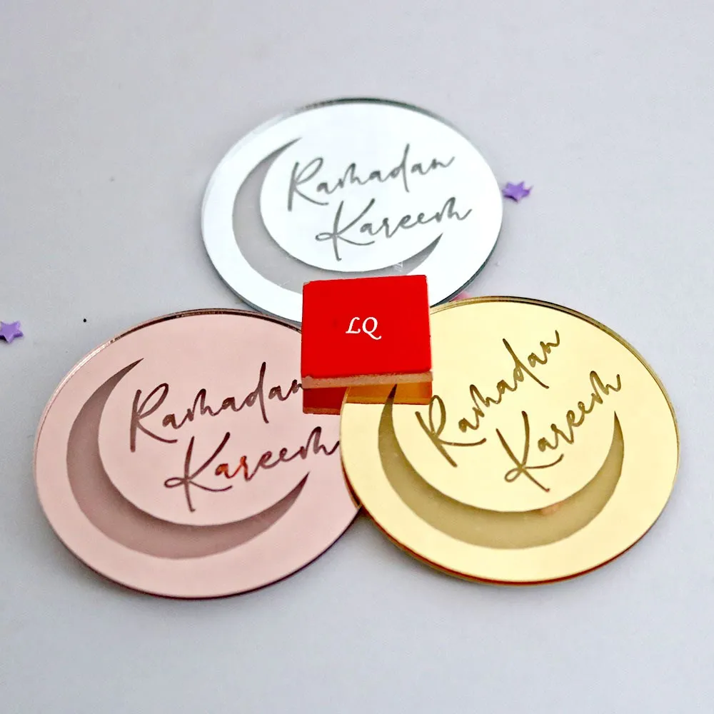 
Laser Acrylic Disc Eid Mubarak Cupcake toppers For Cake Decor Tag 