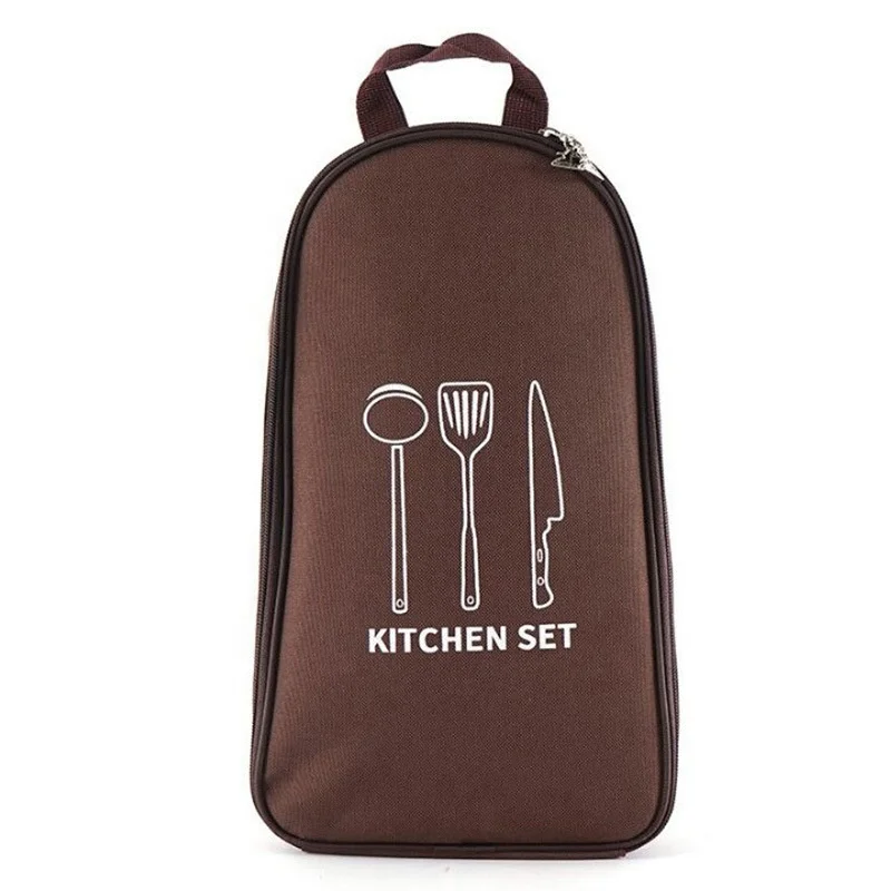 Outdoor Oxford Kitchenware Storage Bag Portable Camping Cooking Utensil Organizer BBQ Tableware Bag