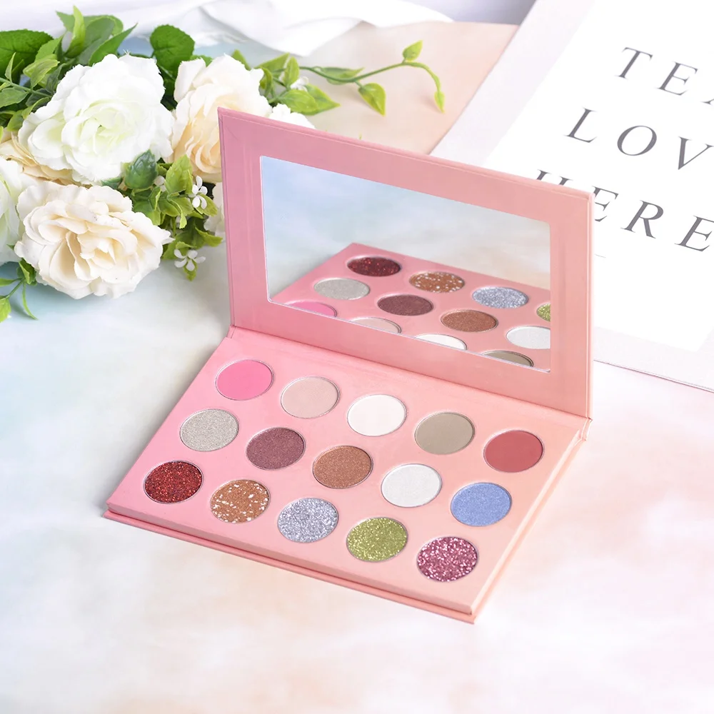 DIY Your Eye Shadow Makeup 15 color Shimmer and Matte Powder Pink Sweatproof Eyeshadow Palette