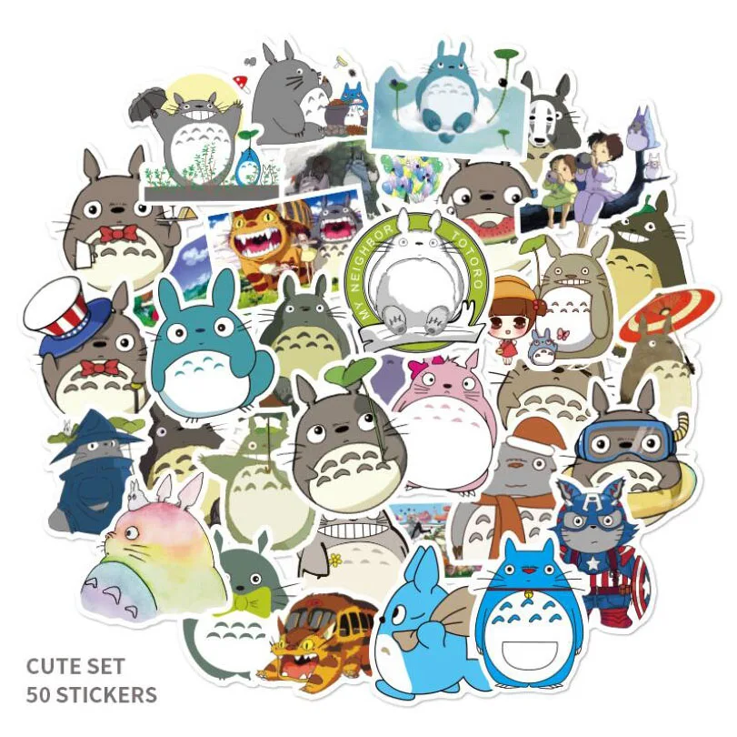 ZY1106C Totoro наклейки 50 шт. водонепроницаемые виниловые аниме для бутылки воды велосипеда багажа Скейтборд девочек-подростков