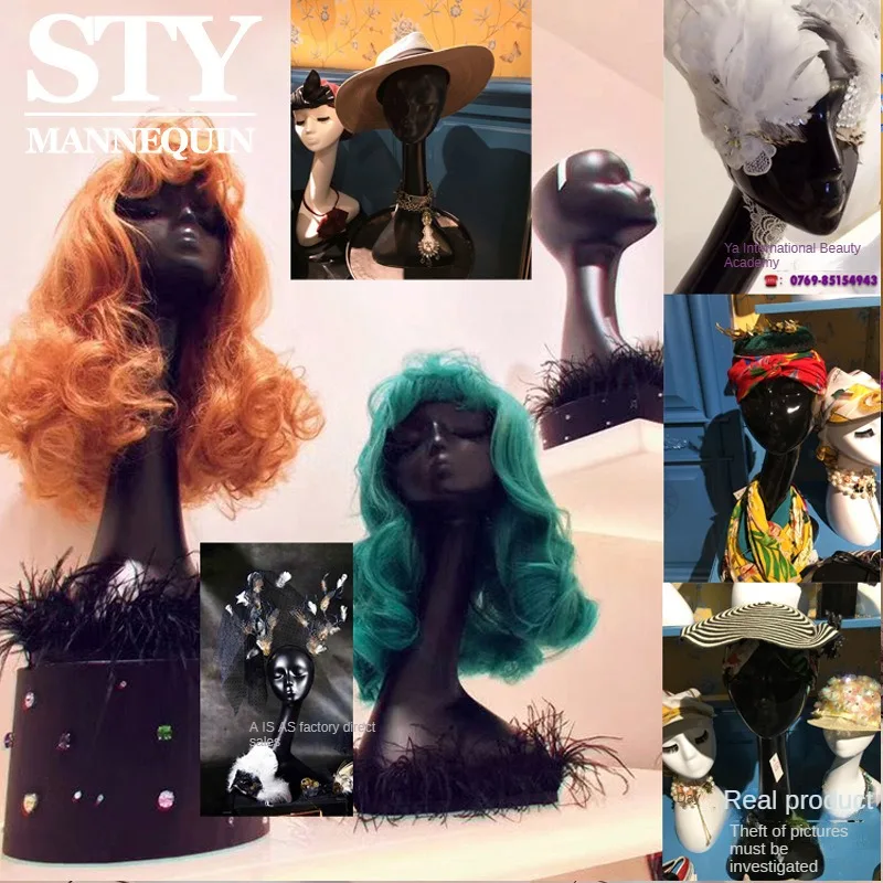 mannequin head for wig   display stand	Golden concept doll for wigs gold mannequin heads for wigs