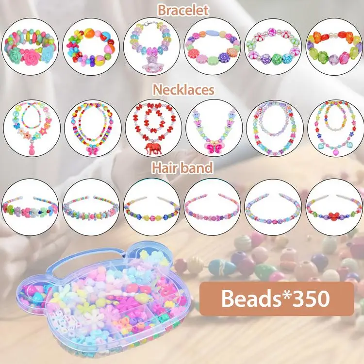 
DIY Bracelet Charm Bead Kit Girl Educational Bracelet Making Set Bear Head Children Beaded Toy DIY Handmade Girl Wear Necklace 