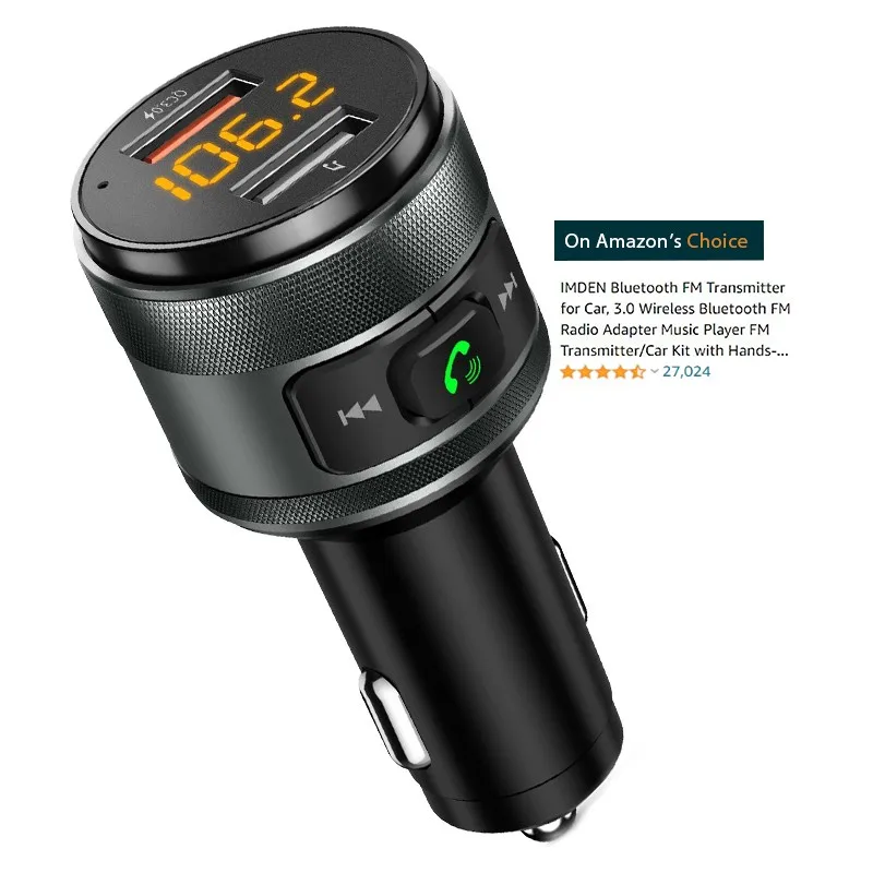 Car Music Adapter Bluetooth  QC3.0 Car Charger Wireless Blue tooth Adapter Para Carro AM FM Transmitter for Car Bluetooth