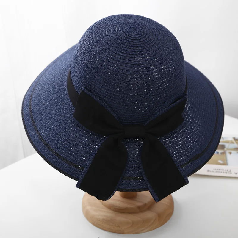 Black Khaki Beige Womens Wide Brim Straw Panama Hat Fedora Summer Beach  Hat Straw Sun Hat For Women