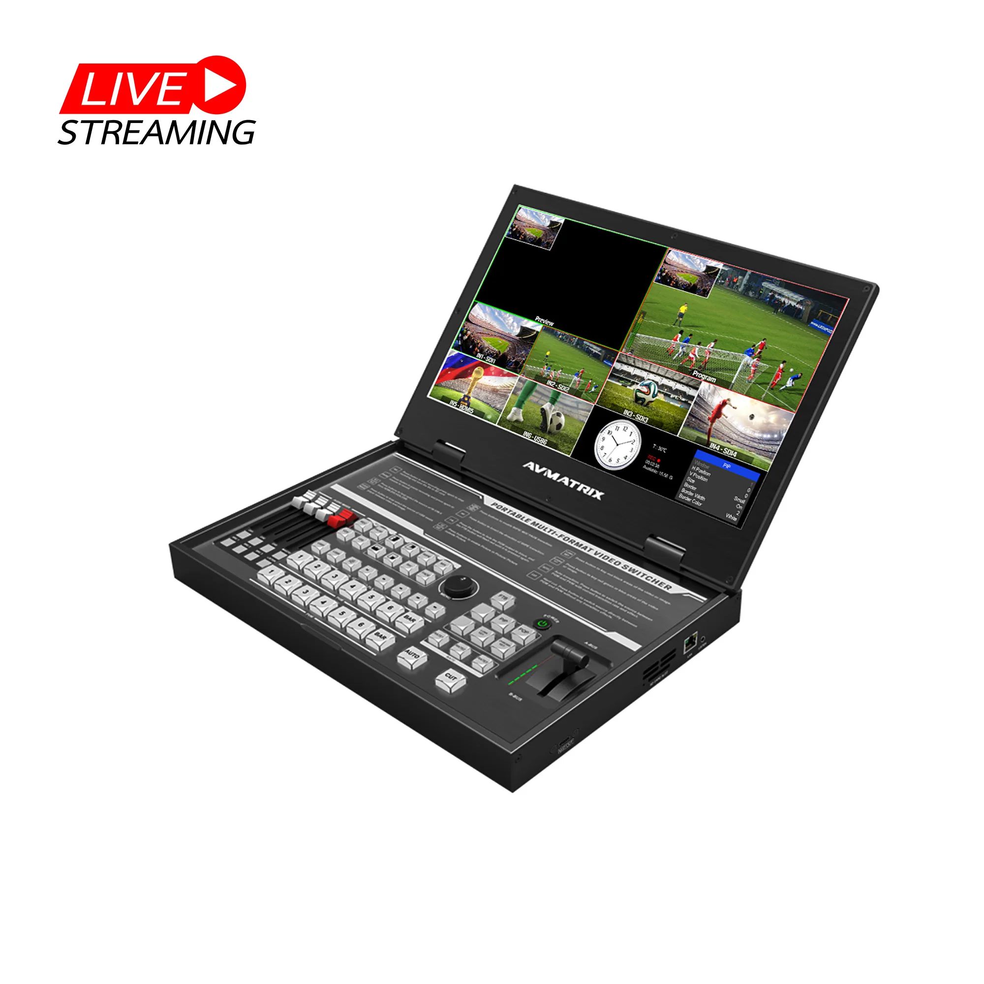 Лидер продаж, AVMATRIX Portable 6CH SDI/HDMI многоформатный коммутатор для потокового видео с экраном 15,6 дюйма