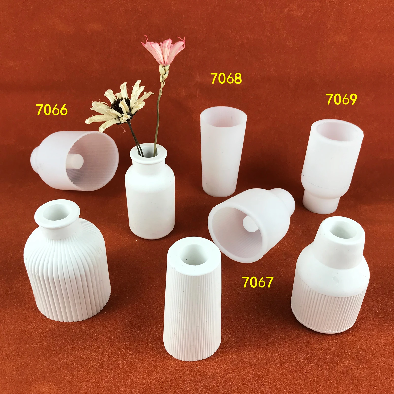 7066 vases silicone resin mold  for table decoration Vase silicone mold flower container  plaster concrete ecement vase molds