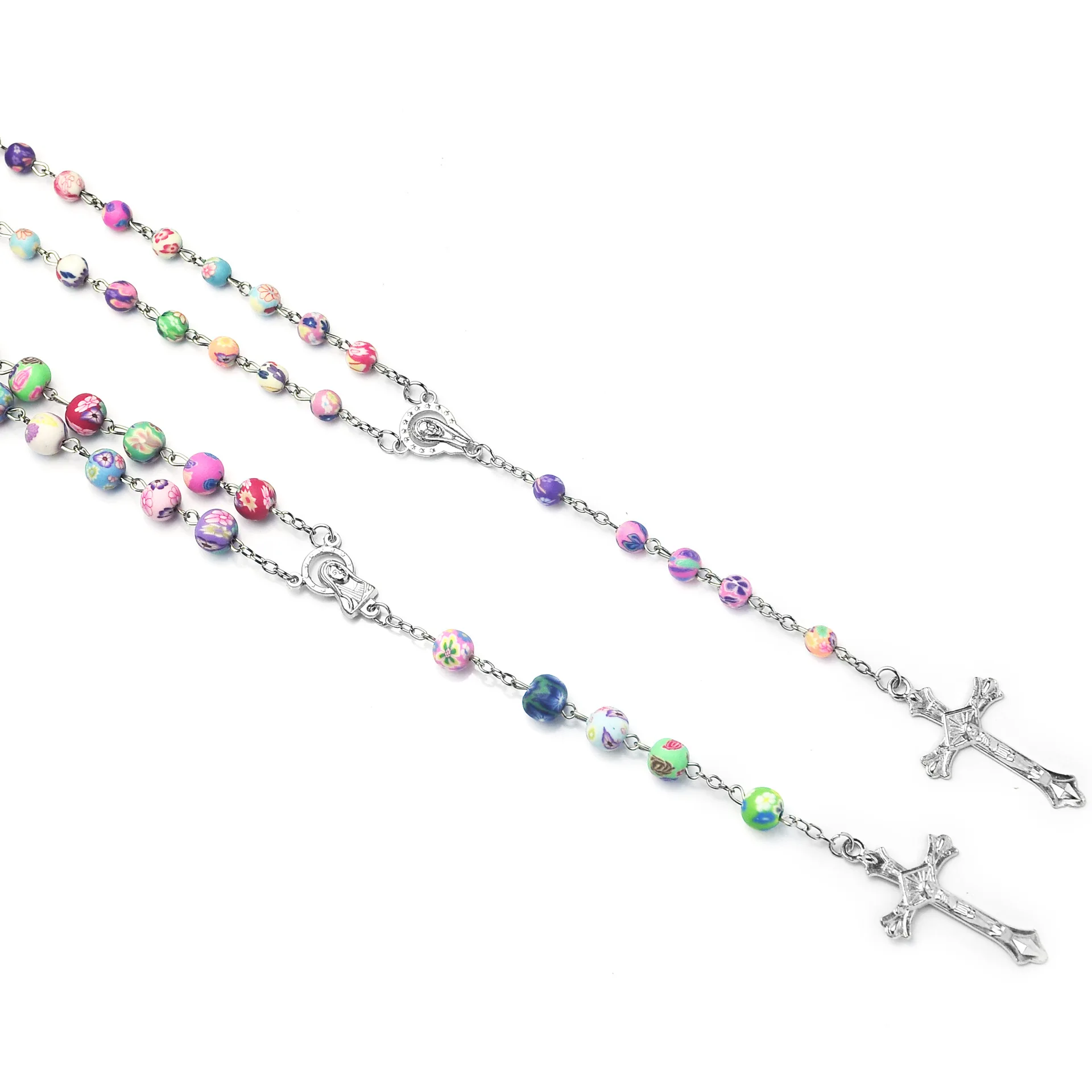 Hot Sale Cheaper Catholic Rosary Beads Colorful Polymer Clay Rosary Beads With Corss for Pray Protect Life