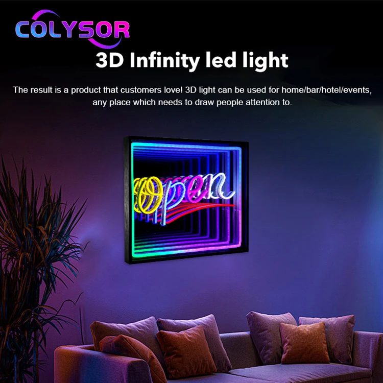 Custom Open Sign Letters Brand Logo Lighting For Wall Decoration LED Neon Infinity Mirror