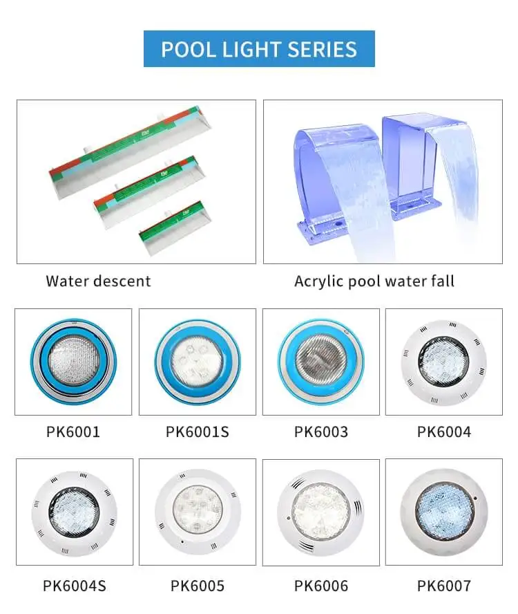 Outdoor decorative wall hanging fountain spillway ac12v led lighting cascade swimming pool accessories waterfall sheer descent