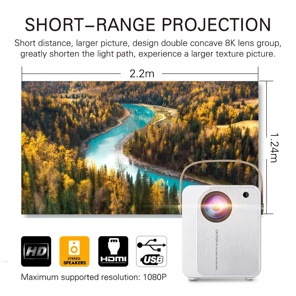 Умный USB Wifi Micro LED домашний кинотеатр мобильный проектор 1080p поддерживаемый Портативный ЖК-телефон 4K