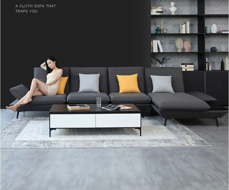 Nordic cloth art sofa sitting room guifei combination can be dismantled and washed modern simple function three-person sofa set
