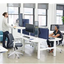 Adjustable Stand Up Desks Ergonomic Workstation Frame 2 Person Seats Electric Standing Sit to Stand Desk