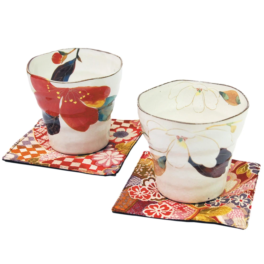 Japanese hot sale stocked colorful floral designs ceramic flower tea cup
