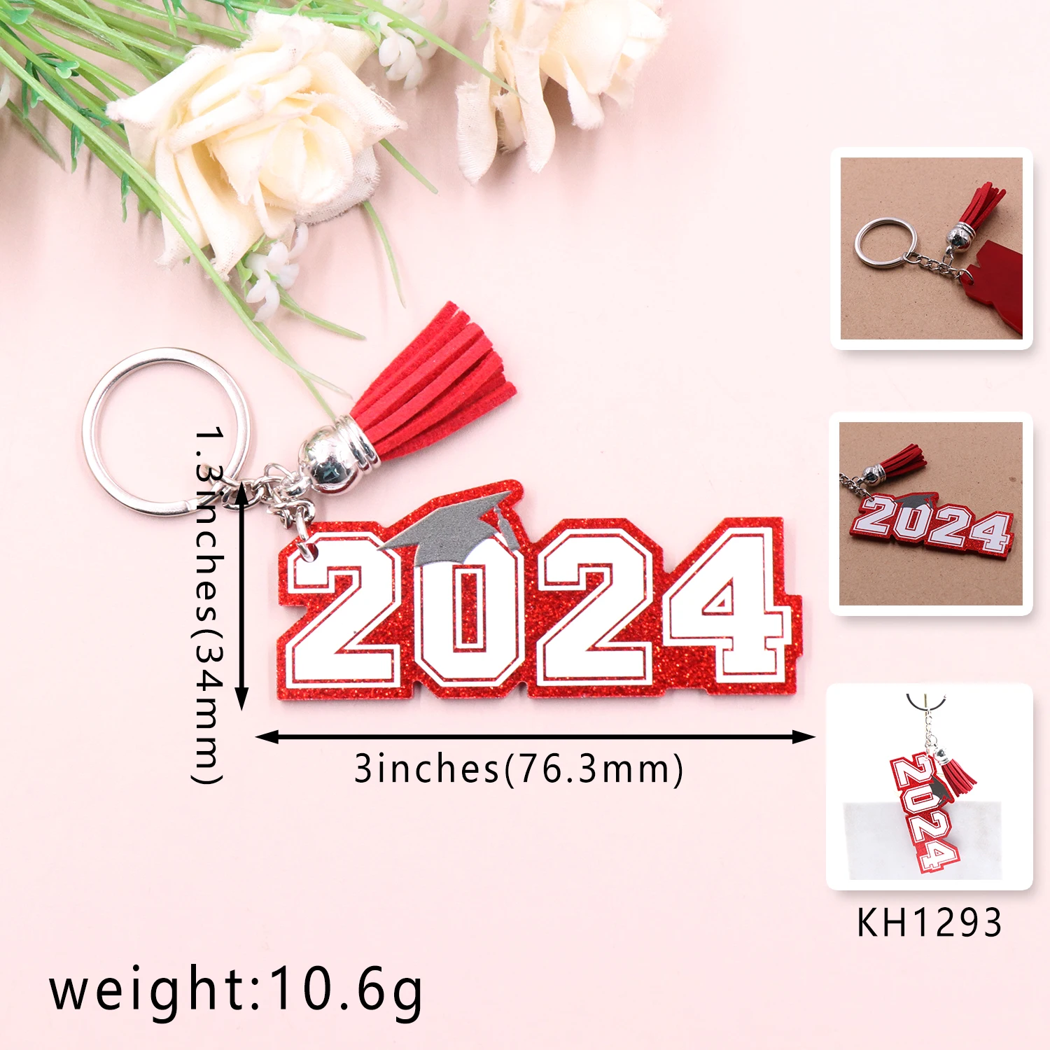 MD151KH1293  New 2024 Graduation Acrylic Keychain CN Class Stainless Steel Metal Gift Keychain with UV Printing