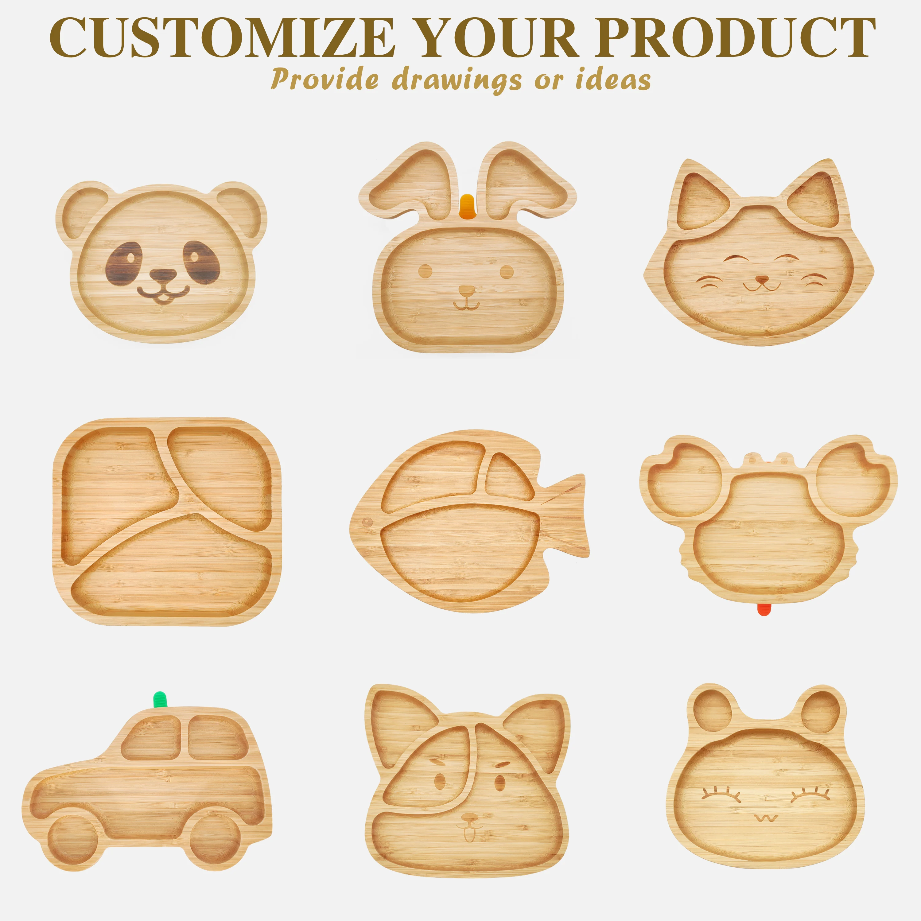 Baby silica gel suction cup eco-friend without BPA  bamboo baby plate