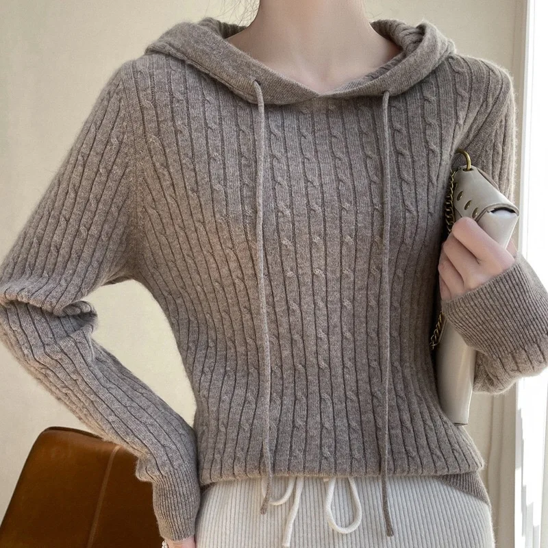 2022 comfortable cashmere sweater women casual long sleeve wear twisted design