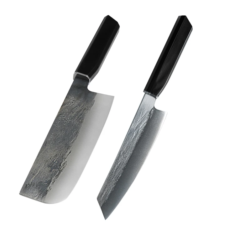 2 Pcs Kitchen Knife Set 7CrMoV Steel Blade Forging process Kitchen Knives With G10 Handle For Cutting Chef Knife