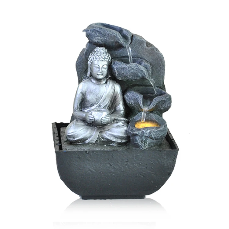 
Best Selling decorative god craft tabletop resin small fountains buddha 