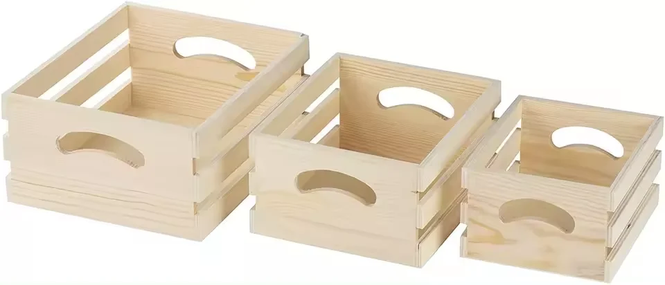 Custom Home Decor Wood Gift Box Unfinished Wooden Storage Crate for Fruits