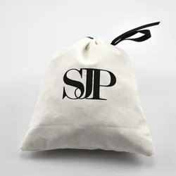 Экологичная белая хлопковая упаковка для ювелирных изделий, 8 унций, персонализированная Хлопковая Сумка на шнурке с логотипом