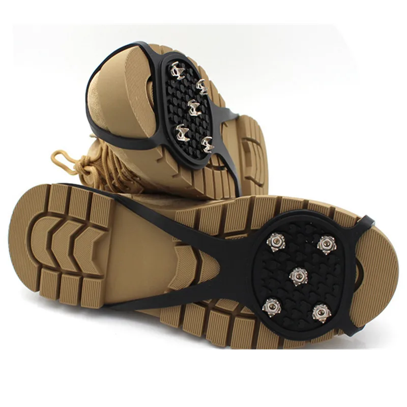 2022 Silicone Ice Gripper Climbing Shoes Anti-skid Crampons Rubber Magic Spike Ice Gripper 5 Teeth Ice Grippe Snow Crampons