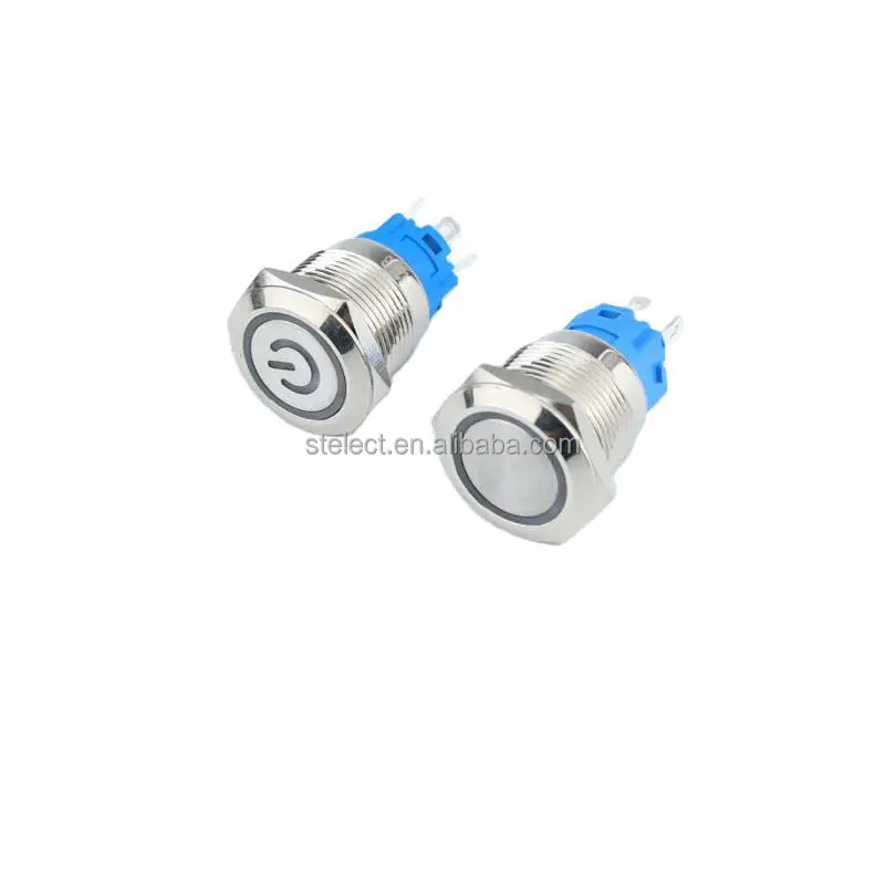 16MM Flat lock/reset momentary metal push button switch for Car toy start industrial push button switches