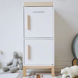 NUNUKIDS white Pretend cooking toys Game Children Play Set Refrigerator Toy Sets for Kids Wooden kitchen