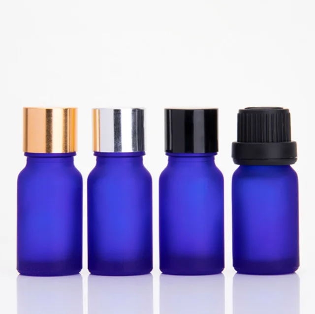 Sell 20ml30ml50ml blue glass bottle frosted blue eyedropper glass bottle gold silver eyedropper lid screw cover and inner plug