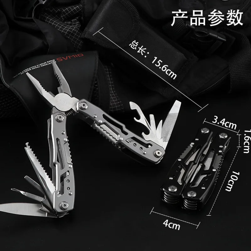 Johold 14 in 1 Stainless Steel Hollow Handle Plier Stainless Steel Plier Foldable Portable Screwdriver for Household Outdoor