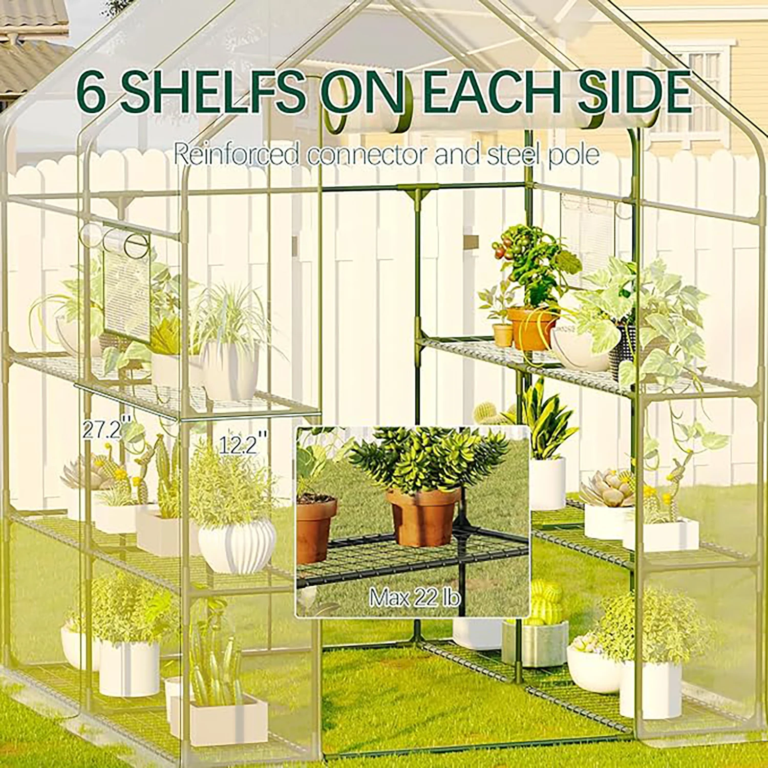 Grow Tent Outside Waterproof Green House Portable Greenhouse With Roll-up Zipper Garden Walk-in Flowers Shelves With PVC Cover