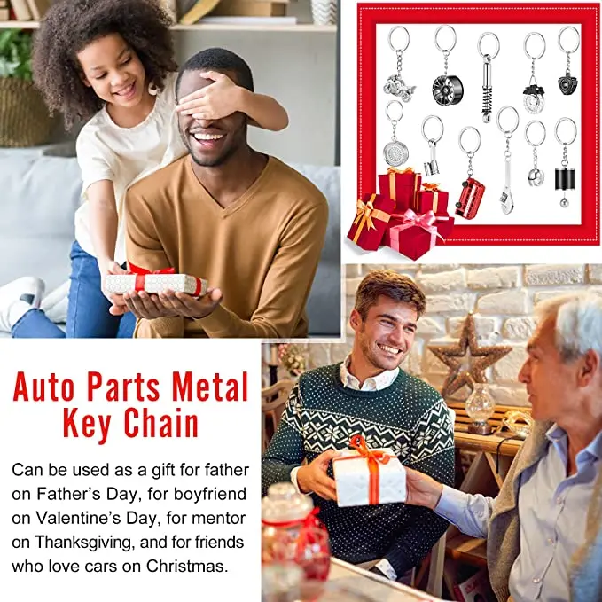 Custom Car Lover Christmas Father Gift Wrench Motorcycle Tire Accessories Metal Turbo Keychain with Sound