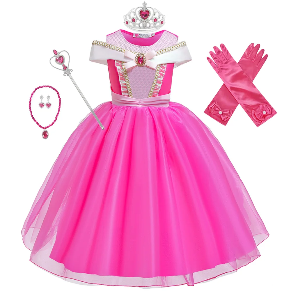 LZH Halloween Party Princess Gowns Children Fancy Easter Kids Belle Sleeping Beauty Ailuo Princess Dress UP for Girls