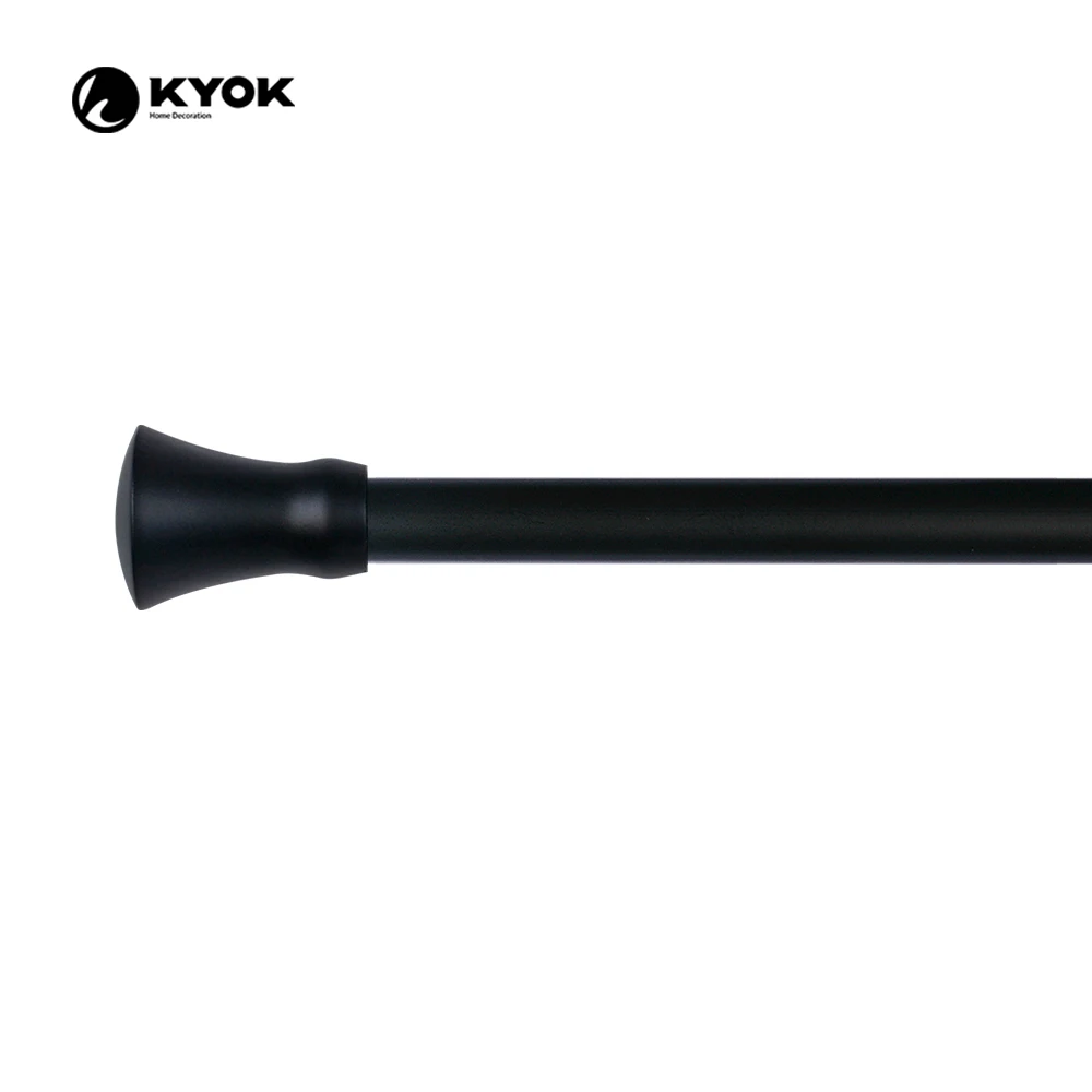 European and American Style Metal Curtain Rod and Accessories Column Shape Curtain Finials  Black Surface Treatment Curtain Pipe