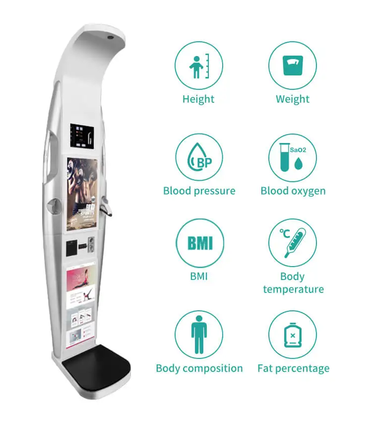 Coin Operated Digital Temperature Health Checking Bmi Machines Height Weight Bp Measuring Scale With Printer